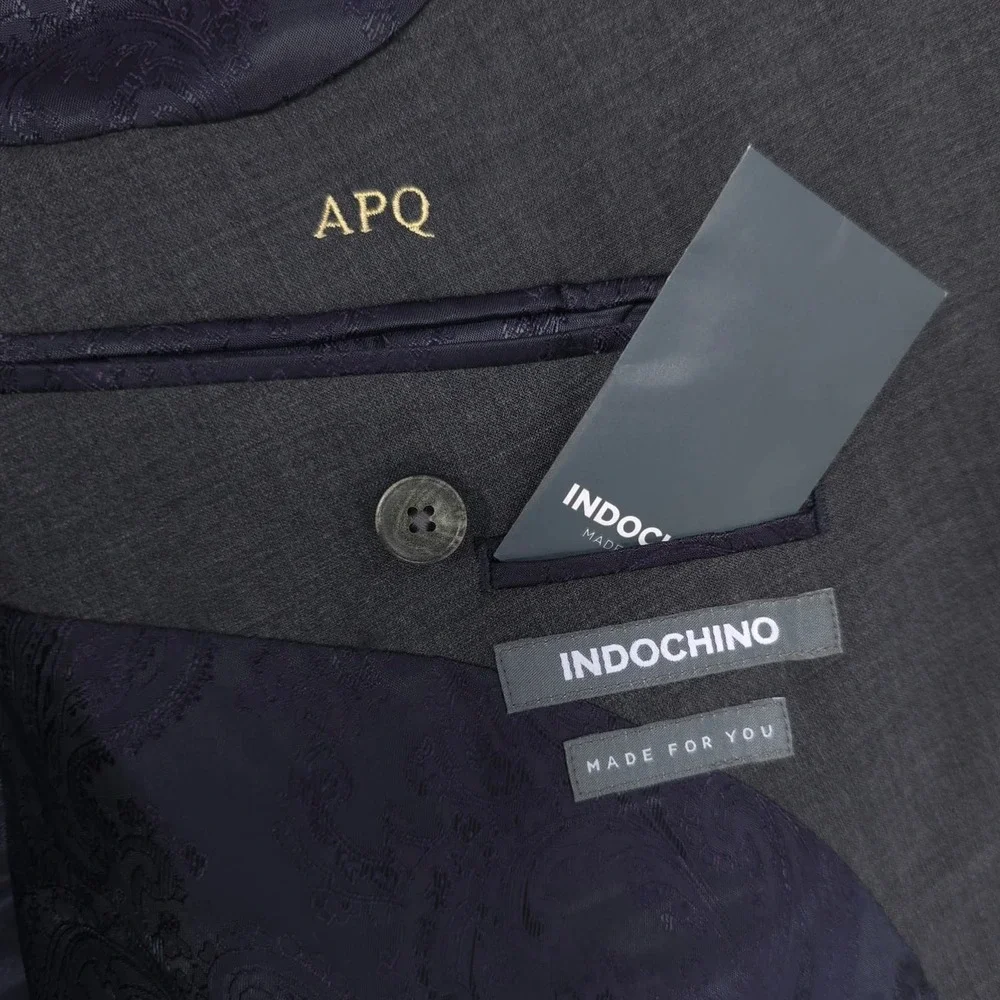 INDOCHINO New Men's Blazer Sport Coat LARGE Gray Wool Made for you APQ Jacket 52